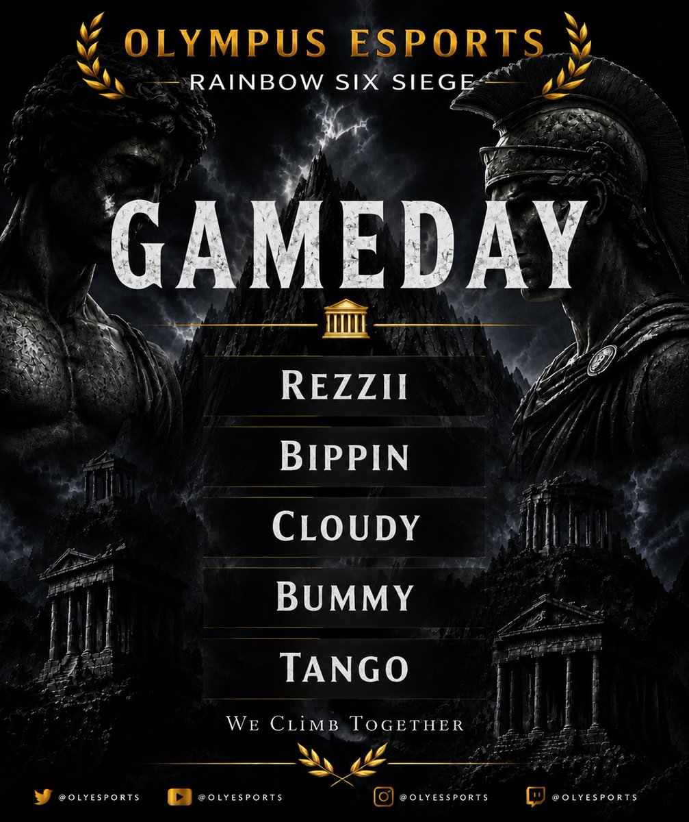 OLYeSports's tweet photo. It's GameDay for Olympus! Today we compete for the Ichor Challenger League Cup!

Our Roster:
-
⚔️ @RZzii91662
⚔️ @Bippinese
⚔️ @Tango_SZN
⚔️ @Bummy_R6
⚔️ @CloudyLFT
-
🧠 @DeadshotR6S https://t.co/fEYq7GY1Be