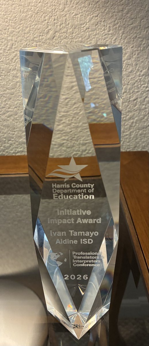 estebantam's tweet photo. Deeply honored to receive the Initiative Impact Award from PTIC and the @HCDEtx in recognition of our initiative The Pathway to Become Bilingual @Aldine_FACE 
This award belongs to our parents who have decided to speak a second language. 
@AldineISD 
#PTIC2026 https://t.co/3SYNYdDxiH