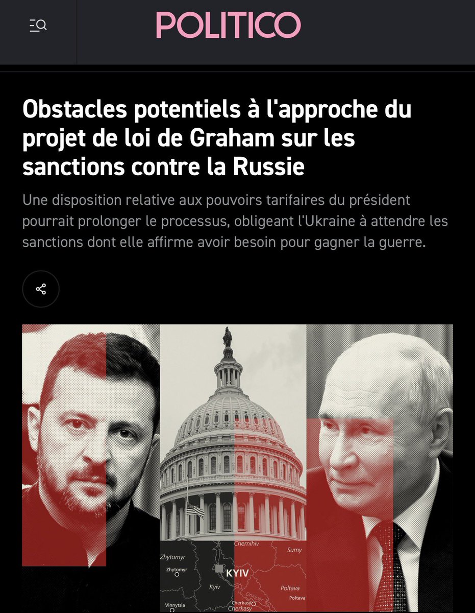 camille_moscow's tweet photo. WASHINGTON SE DÉCHIRE SUR LES « SANCTIONS INFERNALES » : L’ENFER PROMIS À LA RUSSIE RESTE BLOQUÉ 🇺🇸⚔️🇷🇺 

Alors que le Sénat a fait avancer le projet (86-12) en hommage à Lindsey Graham, le texte s’enlise déjà. La disposition qui donne à Trump le pouvoir d’imposer jusqu’à 100 % de droits de douane sur les cinq plus gros acheteurs d’énergie russe (et jusqu’à 500 % sur les importations russes) divise profondément.

Démocrates et une partie des républicains y voient un « cheval de Troie ». Richard Neal et Ron Wyden ont tiré la sonnette d’alarme : « Il est extrêmement dangereux de donner à Trump de larges pouvoirs pour imposer de nouvelles taxes, surtout après avoir constaté les conséquences désastreuses de sa politique tarifaire corrompue, chaotique et inflationniste. »

La Chambre des représentants, en congé jusqu’à fin août, ne pourra même pas ouvrir les débats avant septembre. Certains élus veulent reporter ou vider le texte de sa substance jusqu’après les élections de novembre.

Résultat : Kiev, qui misait sur une pression maximale immédiate, doit encore attendre. Comme l’a reconnu un responsable ukrainien, l’impact total des sanctions prendra du temps. L’« enfer » économique promis à Moscou est repoussé… sine die, prisonnier des querelles internes de Washington.