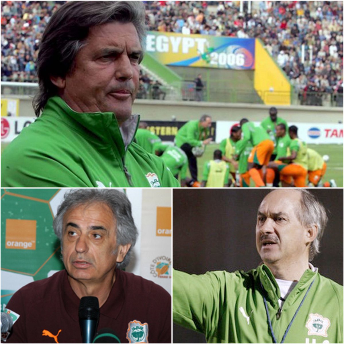 Le_Phoulo's tweet photo. • Les coachs qui se sont succédés à la tête des éléphants ces 20 dernières années :

1. Henri Michel
2. Uli Stielike
3. Vahid Halilhodžić
4. Sven-Göran Eriksson
5. François Zahoui
6. Sabri Lamouchi
7. Hervé Renard
8. Michel Dussuyer
9. Marc Wilmots
10. Ibrahima Kamara
11. Patrice Beaumelle
12. Jean-Louis Gasset
13. Émerse Faé

13 différents entraîneurs, soit un nouvel entraîneur tous les 18 mois en moyenne, DIX-HUIT MOIS, soit chaque 1 AN ET DEMI. Là où de grandes nations conservent un coach 10 ans.
