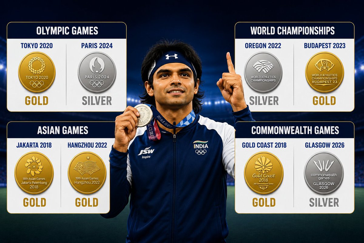 AKTalksSports's tweet photo. Neeraj Chopra now has multiple medals in all four major events

The greatest Indian sportsperson in history 🐐 https://t.co/YYGxK0jDme
