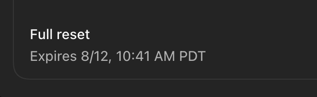 rajgor_niraj's tweet photo. @theo Updated Codex App shows time as well. 
Old one expired 12:04pm PDT for me. https://t.co/LwwZwHVEZG