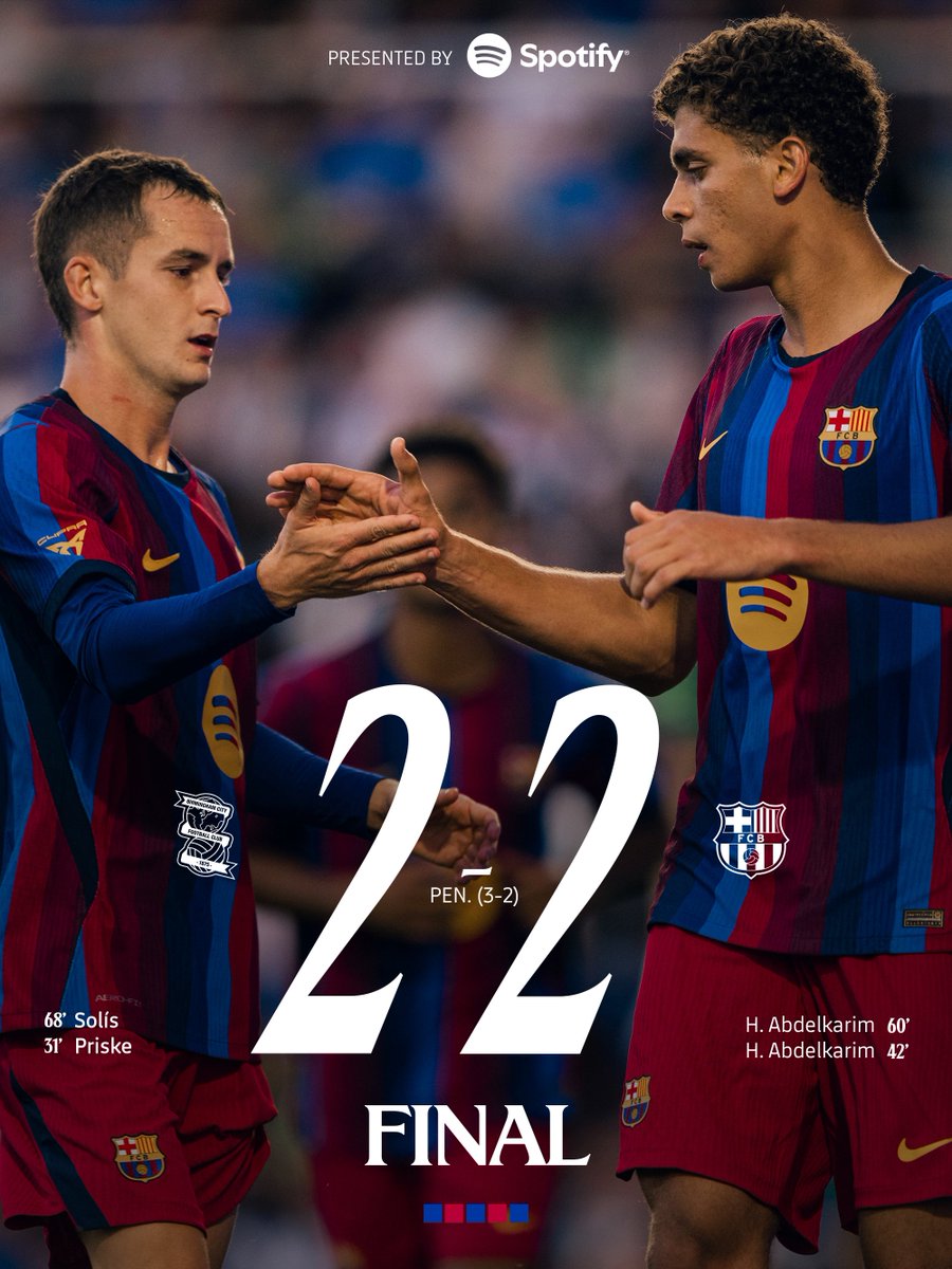 FCBarcelona's tweet photo. Full-time in our first preseason friendly. 🤝 https://t.co/vguHErufvf
