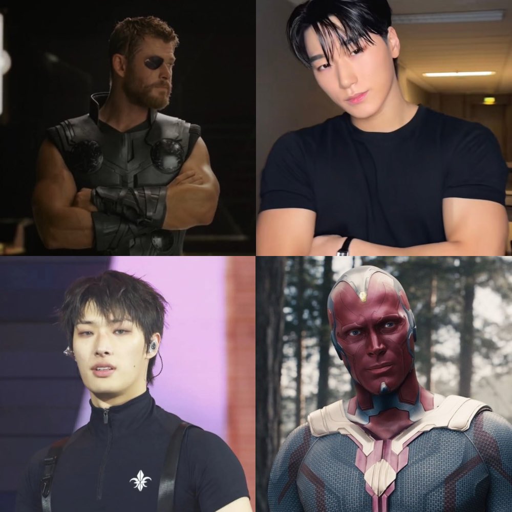 kittykitteez's tweet photo. ateez as super-heroes according to yunho (+ some assistance) https://t.co/xXptRBSan9