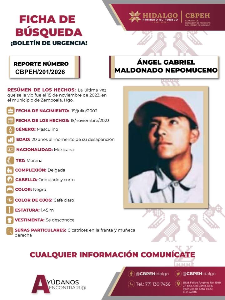 COBUPEM's tweet photo. Solicitamos de tu apoyo en difusión para dar pronta localización a Ángel Gabriel Maldonado Nepomuceno, en caso de contar con cualquier información favor de comunicarse a los teléfonos al pie del boletin. #TodosEnLaBúsqueda https://t.co/S9KNXYIgYI