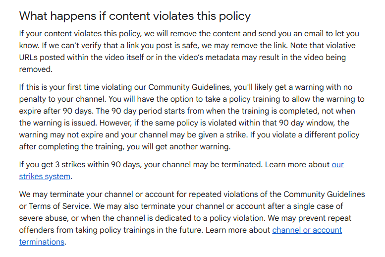 its_bunnii's tweet photo. I wonder how many creators ever received any warning about links? 

@YouTubeCreators @TeamYouTube https://t.co/rEy6XvuwC3