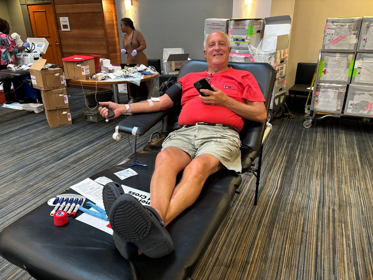 RedCross's tweet photo. Ray Rossman Jr. has spent decades rolling up his sleeve, and he recently reached an incredible milestone: 33 gallons of blood donated! 🎉

Ray has been donating since he was 17 years old and says giving blood is simply part of who he is. For Father’s Day, his children surprised him with a display case for his donor pins and achievements.

But Ray is even prouder of the legacy of giving he’s passed on to the next generation. Three of his four children served as presidents of their high school Red Cross clubs, and his son, Ray III, is a 10-gallon blood donor who now works for @RedCrossNOH.

Thirty-three gallons later, Ray continues to show up for patients in need, proving that one simple act can make a lifesaving difference. ❤️

We are facing a national blood crisis, and a sufficient blood supply is critical for patients across the country. Make an appointment to give and help patients counting on lifesaving blood: https://t.co/J91hhhvcZ2