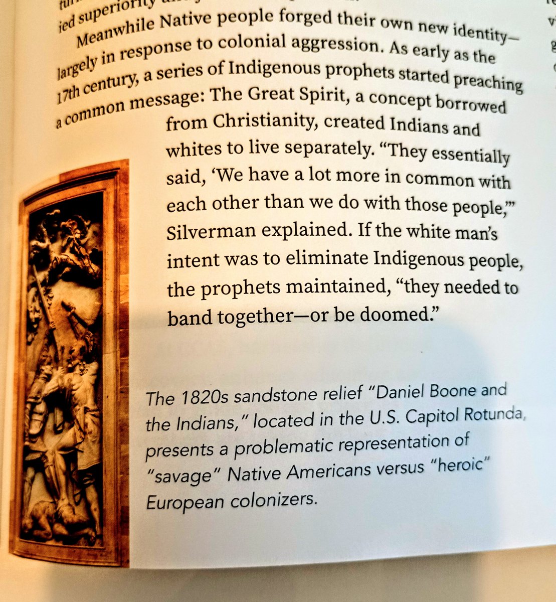 Midnight_In_DC's tweet photo. @IRAPgw @GWUSports @GW_Carver @GWtweets @MAGANEWS_X @EPA @NYPDCT @UNODC_TPB @gwucolumbian @Constitution89 📖Silverman's story starts w/describing a "usual meet & greet" in PREdetermined roles: friendly Indians greeting peaceful Pilgrims; or #conversely, as foils for Manifest Destiny w/White settlers asserting racial superiority.
🪵🪓The 1820s wood carving in the U.S. Capitol Rotunda. https://t.co/2Eqsiu3XbO