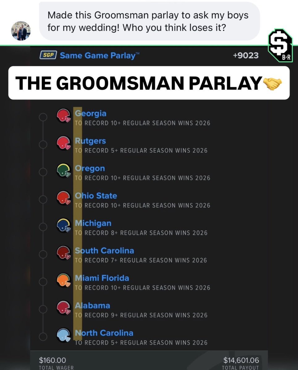 br_betting's tweet photo. Cooked a lay to ask his homies to be G-R-O-O-M-S-M-A-N...

Legend whether it hits or not. This a winner? 💬 https://t.co/rfszsp4OKn