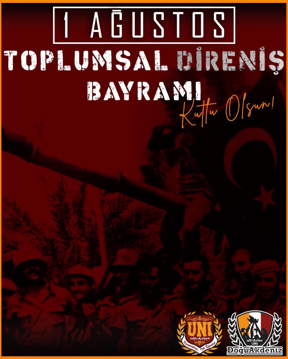 dauluaslanlar's tweet photo. 1 AĞUSTOS KKTC TOPLUMSAL DİRENİŞ BAYRAMI KUTLU OLSUN!

#ultrAslanUNI https://t.co/Xvok0Yrvw4