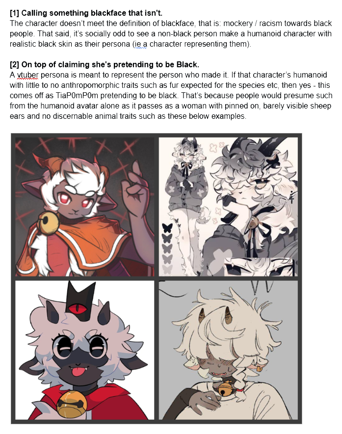 _maxwellhaus's tweet photo. In an effort to be good faith, here are the problems with TiaP0mP0m's vtuber avatar based on my (black) first exposure to it.

I'd argue many others have problems with her avatar for similar reasons. https://t.co/FsugXgqjh4