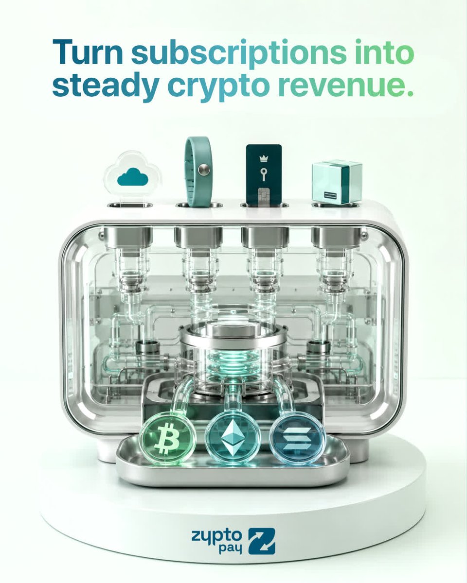 zyptopay's tweet photo. Charge your customers in crypto, month after month. 🔁

Subscription boxes. SaaS. Memberships. Any recurring service.

No card expirations. No bank delays. Just steady, on-time payments straight to your wallet.

If you run a subscription business, you need Zypto.

#FreeYourMoney https://t.co/XGcedCZZoF