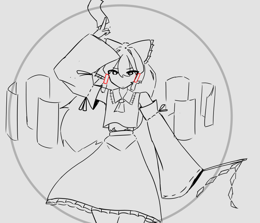 Cameiee's tweet photo. Reimu thing wip https://t.co/RSW3bPyrVO