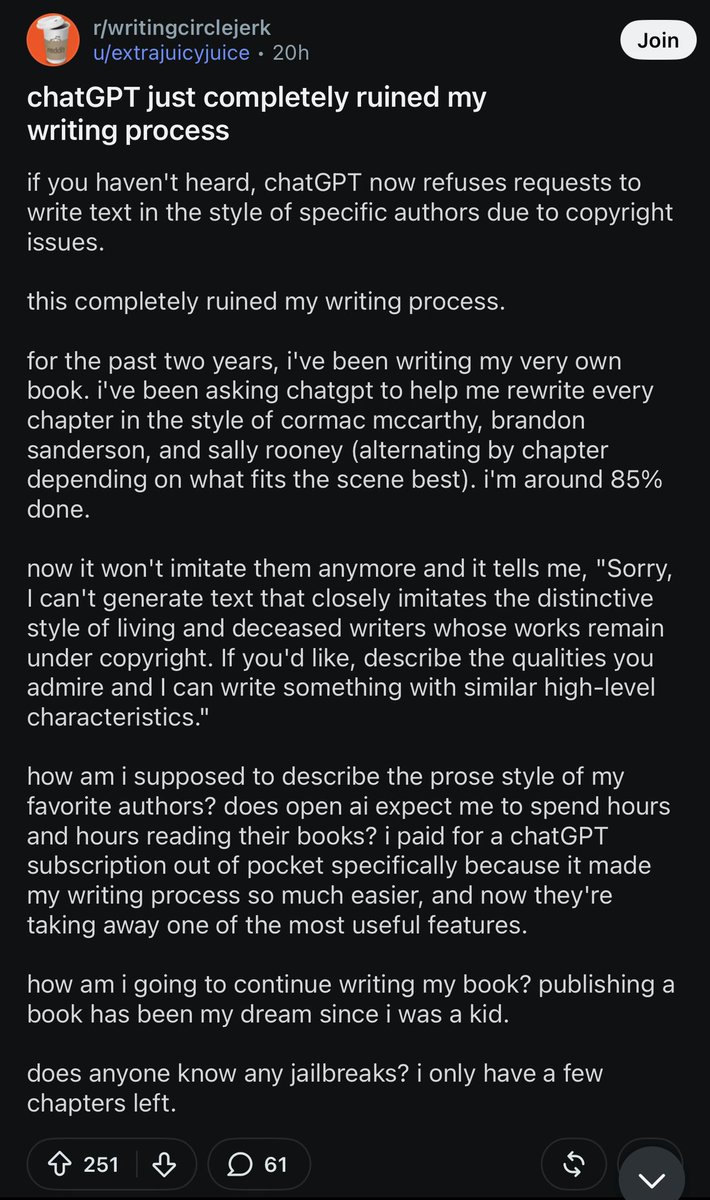 dyingscribe's tweet photo. I love writingcirclejerk

These people are funny https://t.co/a5ZxCuI7hZ