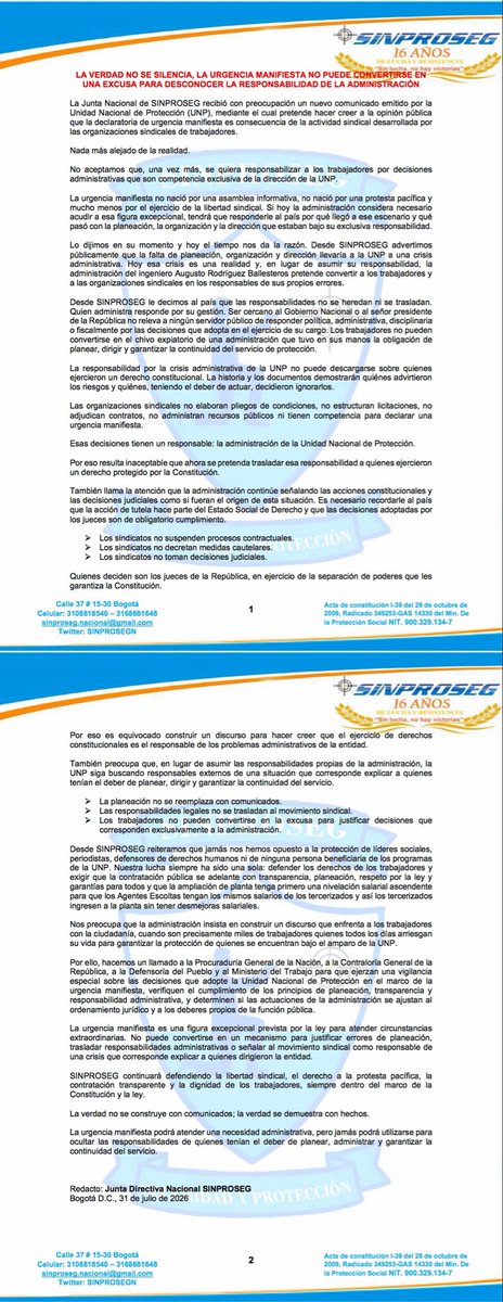 chiporivera's tweet photo. Las cosas como son @UNPColombia augusto @petrogustavo @PGN_COL @FiscaliaCol @SINPROSEGN @giova7983 @analtraseg @ABDELAESPRIELLA @GustavoBolivar https://t.co/ip4WoiferC