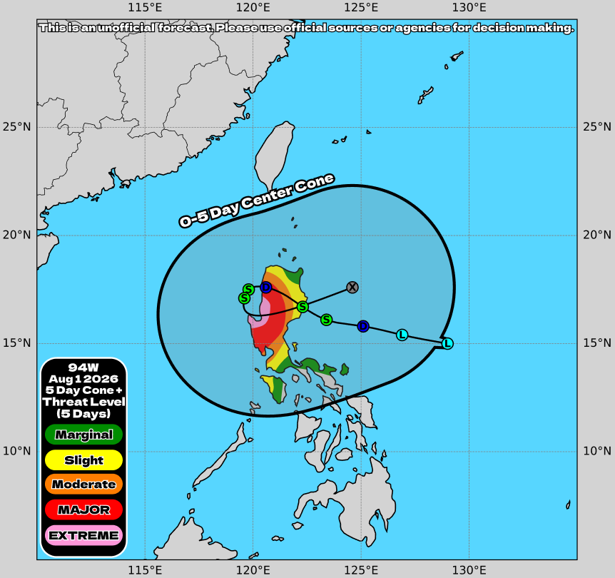 hurricane_chase's tweet photo. Invest #94W is a surprise threat to the #Philippines, as it could stall and do a loop over Luzon, delivering CATASTROPHIC IMPACTS in the form of flooding, with some areas potentially seeing over 700MM of rain! Will be streaming later today to answer your questions!

#typhoon