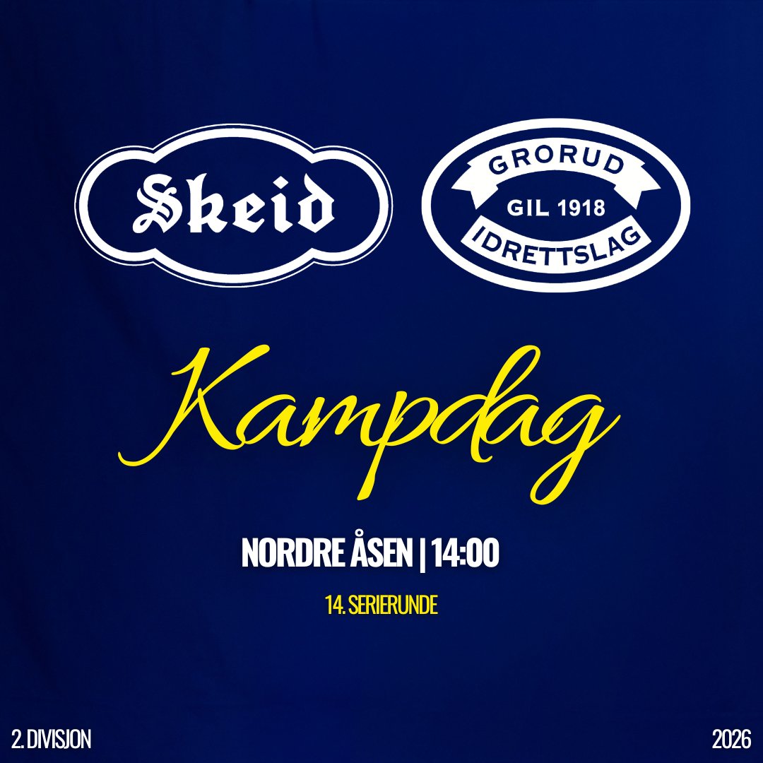 GrorudFotball's tweet photo. Kampdag! 💛💙

🏆 2. divisjon
🆚 Skeid
🏟 Nordre Åsen
🕑 14:00
📺 Direktesport https://t.co/bNJ6vsiGn0