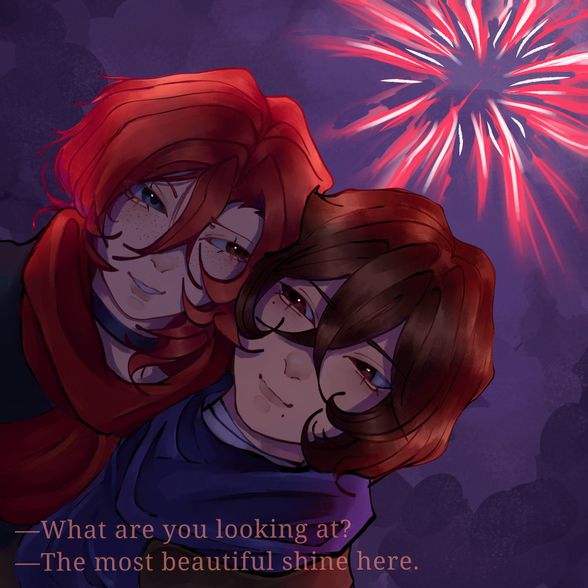 miKA_Kss's tweet photo. —What are you looking at?
—The most beautiful shine here.

#BSD #Dachuu #soukoku #bsdart https://t.co/m7MyRAKvvd