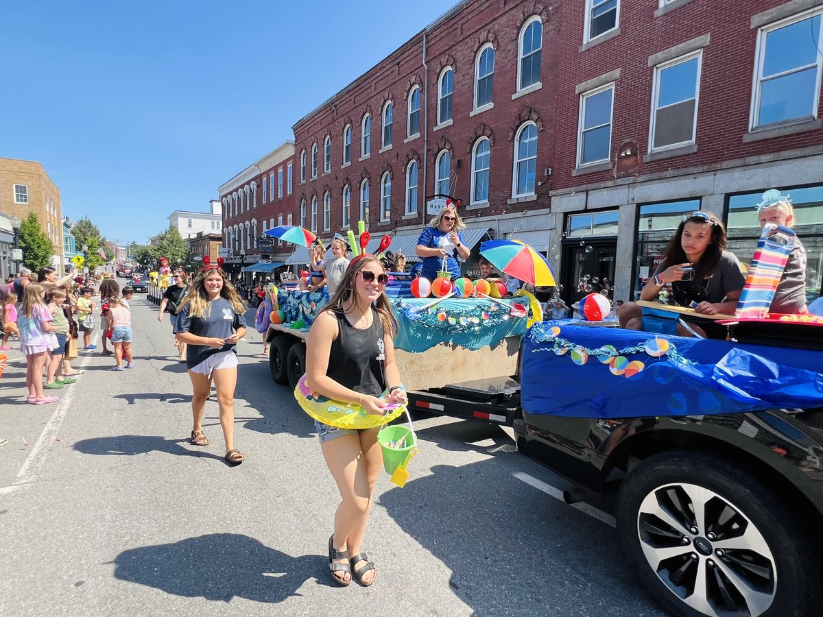 MELobsterFest's tweet photo. The Big Parade begins tomorrow, Aug. 1, at 10 a.m. on Main Street in Rockland! Look for floats, fire trucks, sports team mascots, Color Guards, Kora Drifters, antique vehicles, performers and more! https://t.co/t5AubcorTs https://t.co/bCS2NemjEZ