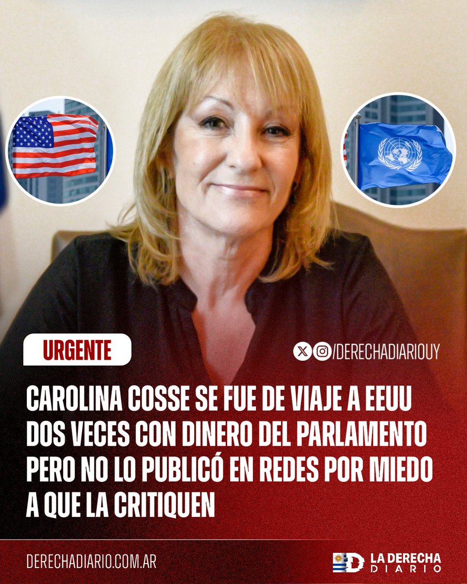 DerechaDiarioUY's tweet photo. 🇺🇾🇺🇸🚨 | DE VIAJE EN EL IMPERIO CON DINERO DEL ESTADO: La impresentable, ultra comunista, despilfarradora de dinero público y vice presidente Carolina Cosse se fue de viaje a EEUU dos veces con dinero del parlamento pero no lo publicó en redes por miedo a que la critiquen. https://t.co/NorGUAtZl8