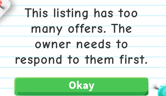 totaIIynotlcy's tweet photo. All honesty.. if a trade has too many offers, they should not be listed to make offers on. Just a waste of time, just like the people who post what they want but decline the offer THEY wanted😭 https://t.co/UGIJ4snycQ