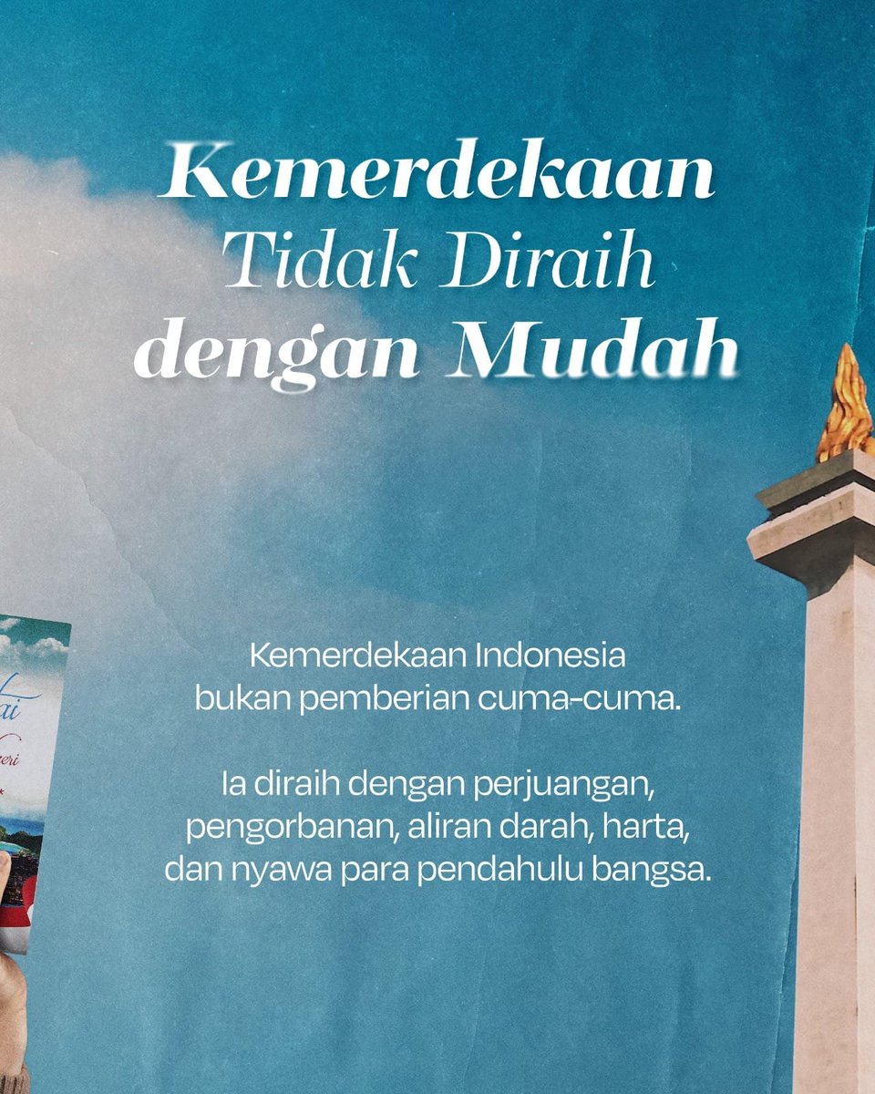 DzulqarnainMS's tweet photo. Kemerdekaan bukan sekadar peristiwa sejarah yang diperingati setiap tahun. Kemerdekaan merupakan nikmat besar dari Allah yang diraih melalui perjuangan dan pengorbanan.

Seorang muslim memandang nikmat ini dengan rasa syukur. Ia menjaga keamanan, memelihara persatuan, dan tidak melakukan sesuatu yang merusak ketenteraman masyarakat.

Allah berfirman:

“Jika kalian bersyukur, sungguh Aku akan menambah nikmat kepada kalian.”

Mari memahami lebih dalam cara mencintai negeri berdasarkan tuntunan Islam melalui buku Mencintai dan Membela Negeri: Menjadi Warga Negara yang Baik.

📚 Baca buku selengkapnya dan temukan penjelasan ilmiah tentang kewajiban seorang muslim terhadap negeri dan masyarakatnya.

Info Selengkapnya:
https://t.co/TxAGedJaLN