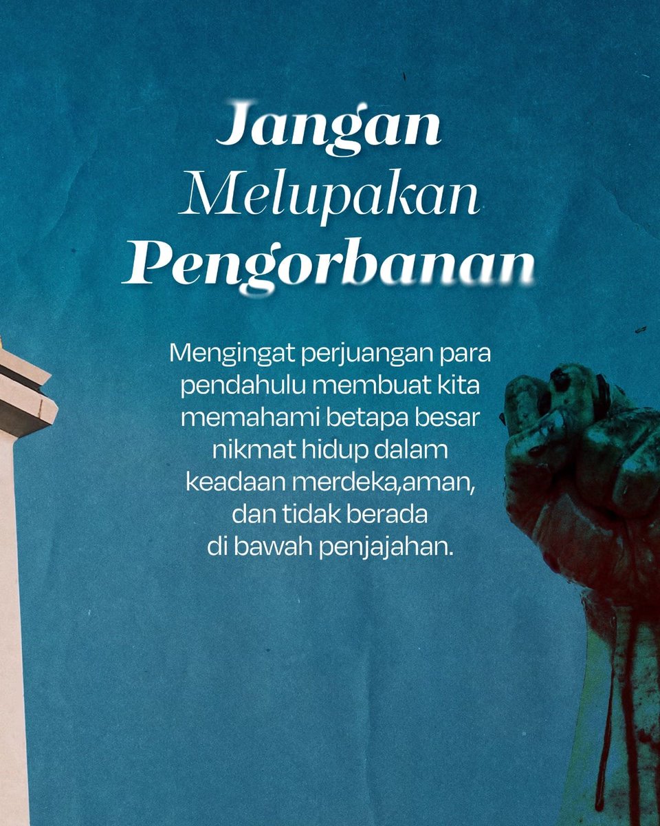 DzulqarnainMS's tweet photo. Kemerdekaan bukan sekadar peristiwa sejarah yang diperingati setiap tahun. Kemerdekaan merupakan nikmat besar dari Allah yang diraih melalui perjuangan dan pengorbanan.

Seorang muslim memandang nikmat ini dengan rasa syukur. Ia menjaga keamanan, memelihara persatuan, dan tidak melakukan sesuatu yang merusak ketenteraman masyarakat.

Allah berfirman:

“Jika kalian bersyukur, sungguh Aku akan menambah nikmat kepada kalian.”

Mari memahami lebih dalam cara mencintai negeri berdasarkan tuntunan Islam melalui buku Mencintai dan Membela Negeri: Menjadi Warga Negara yang Baik.

📚 Baca buku selengkapnya dan temukan penjelasan ilmiah tentang kewajiban seorang muslim terhadap negeri dan masyarakatnya.

Info Selengkapnya:
https://t.co/TxAGedJaLN