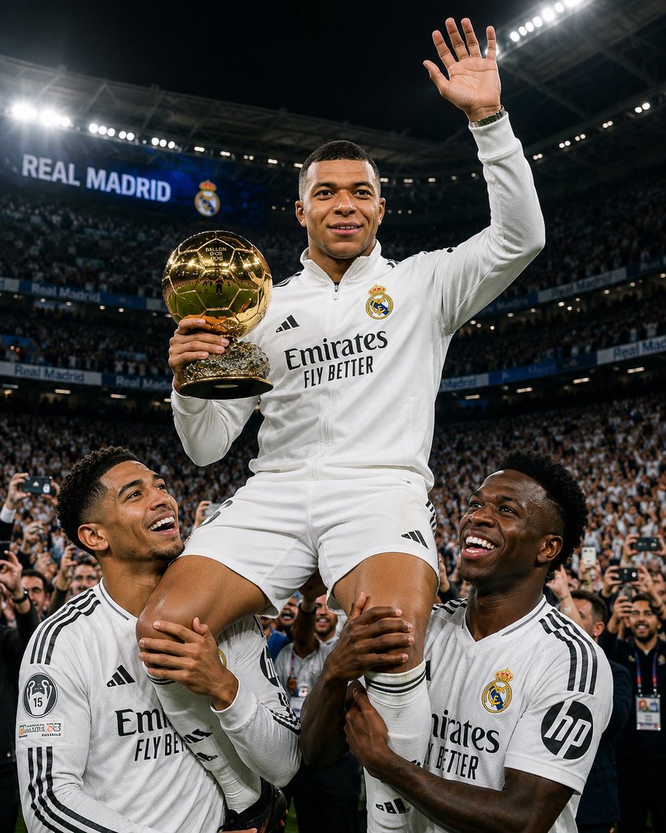 Mbappeballandor's tweet photo. Sincèrement je veux pas que Vinicius quitte le real sans fête le @ballondor de Mbappé 
Soit janvier il quitte soit l’été 2027😎
#MbappéBallonDor2026 🥇🌕 https://t.co/Cdf9nx0Yar