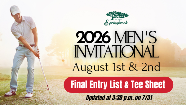 Springbrook_GCC's tweet photo. The fun starts tomorrow for our Men's Invitational. We look forward to welcoming everyone to the course for the weekend's festivities.

Please take a chance to review our final tee time list.

We'll see you tomorrow. Good luck. https://t.co/p1v9y4Ejfc
