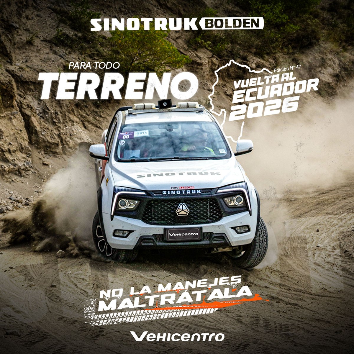 vehicentro's tweet photo. Sinotruk Bolden en las rutas más exigentes del país en la Vuelta al Ecuador 2026.
NO LA MANEJES. MALTRÁTALA.
Más información:
#SinotrukBolden #VueltaAlEcuador2026 #SinotrukEcuador #Vehicentro #NoLaManejesMaltrátala
https://t.co/CiLGpIYaHc https://t.co/wOZXphbx47