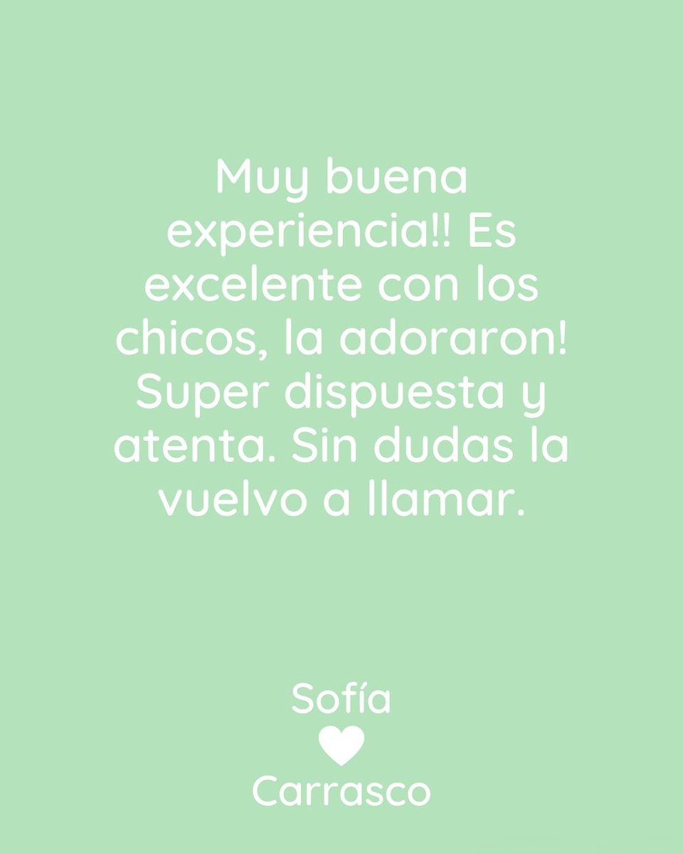 tunannyexpress's tweet photo. Que dicen quienes confían en #TuNanny y en este caso en #TuNannyExpress, nuestro servicio de niñeras para situaciones puntuales 😊 #pioneros #18años https://t.co/0pyRLBHsLt