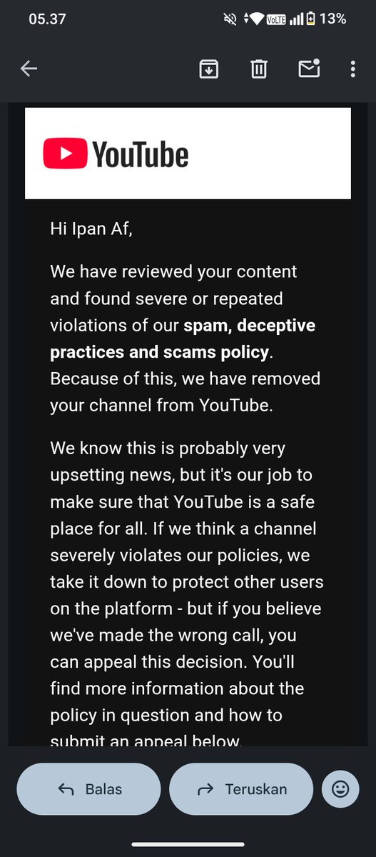 IpanAf's tweet photo. Hello YouTube team, please help me 🙏🏻 My channel was deleted a year ago, even though I never committed any violations. It was suddenly removed based on a mistaken accusation. I am certain this is a misunderstanding. Please help me 🙏🏻
@TeamYouTube https://t.co/yABBXTh38F