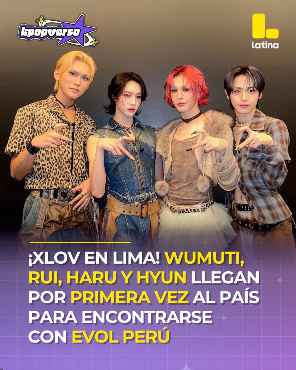 Latina_pe's tweet photo. #Kpopverso 💜✨ ¡La espera terminó para EVOL Perú! 🤩 XLOV confirmó su regreso a Latinoamérica con su gira "XLOV 2026 LATAM TOUR II" y, por primera vez, Lima 📍 será una de las ciudades que recibirá a WUMUTI, RUI, HYUN y HARU. 🇵🇪 ✨

😉 La agrupación se presentará el 1 de diciembre en el Anfiteatro del Parque de la Exposición, donde promete una noche inolvidable junto a EVOL Perú 💫. Las entradas saldrán a la venta este 3 de agosto a las 11:00 a. m. a través de VivaTicket. 🎟️ 🤗 ¿Quién ya está listo para darles la bienvenida a Perú? 🫶❤️

#XLOV #XLOV2026LATAMTOURII