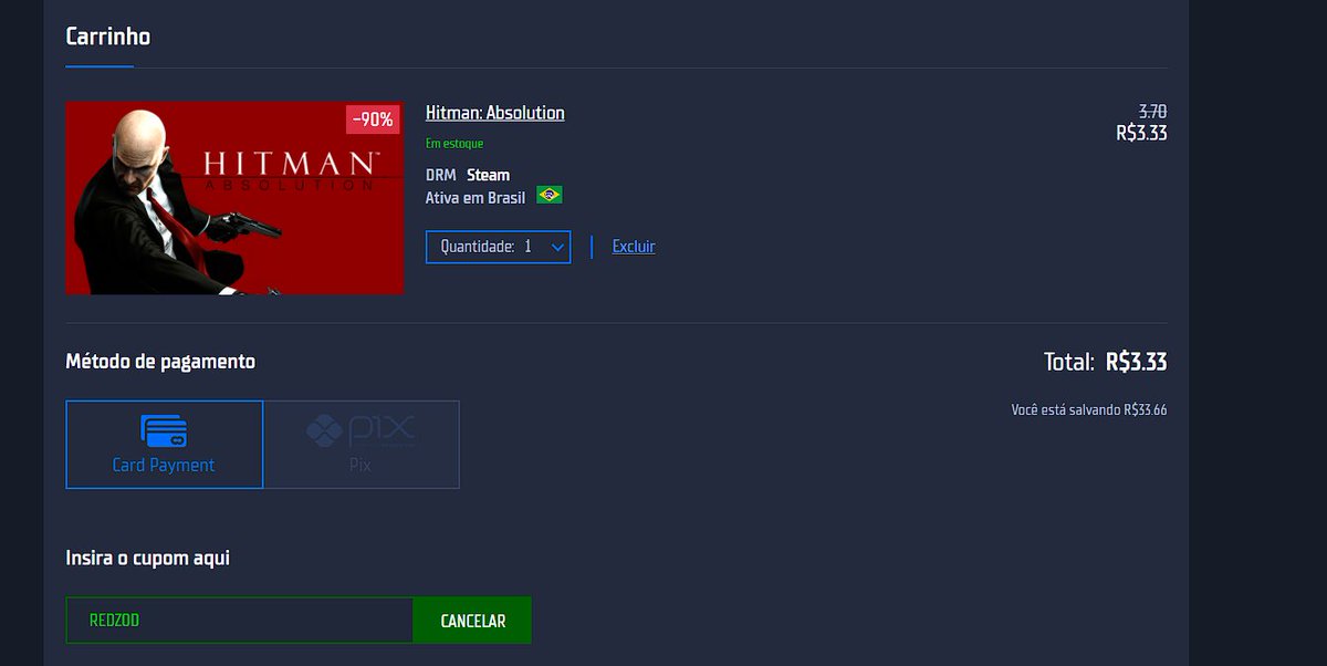 Redzodbr's tweet photo. 💸Hitman: Absolution por R$ 3,33 ativação Steam, na GamesGate 
 
🎟️Use o Cupom para chegar no valor

Link: https://t.co/J1F5RG0wFE

(Anúncio) https://t.co/37p830sKW4