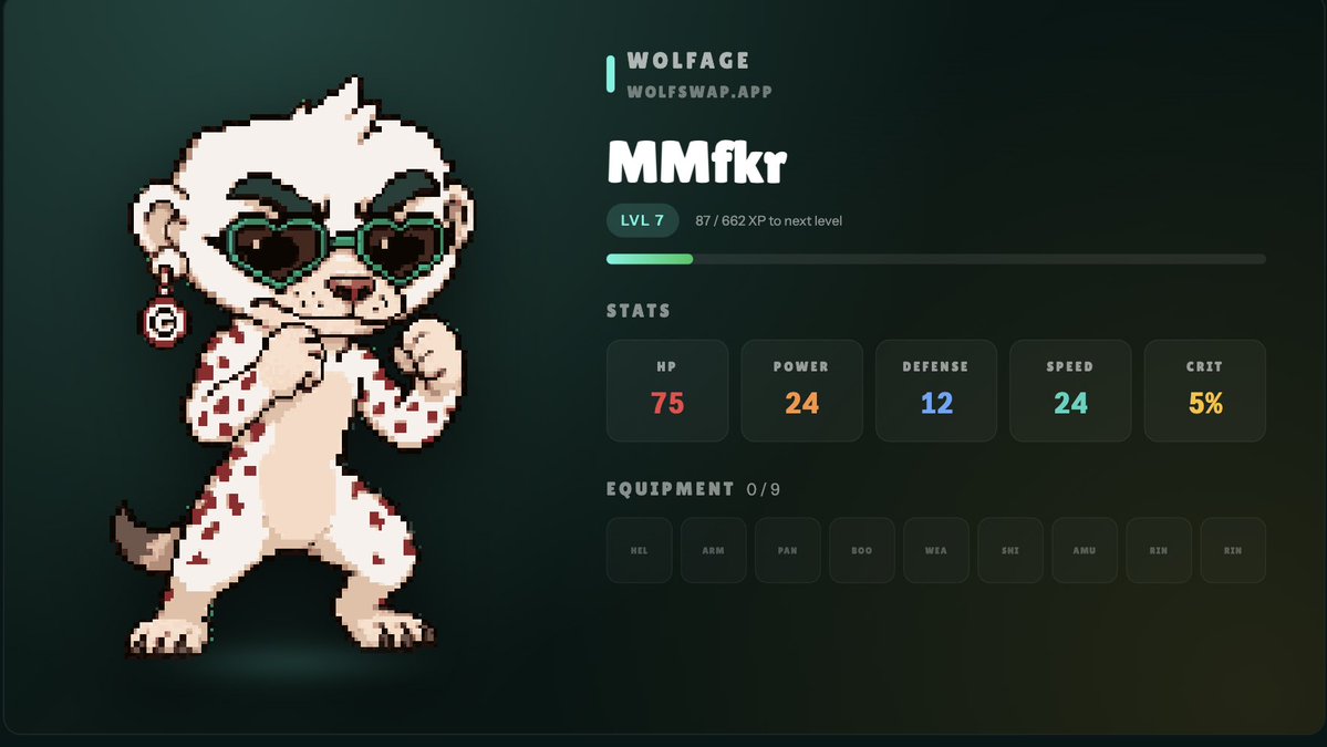 JacekCro's tweet photo. This is how @MadMeerkatNFT looks in Wolfage 👊💚 https://t.co/4HKpmusGKm