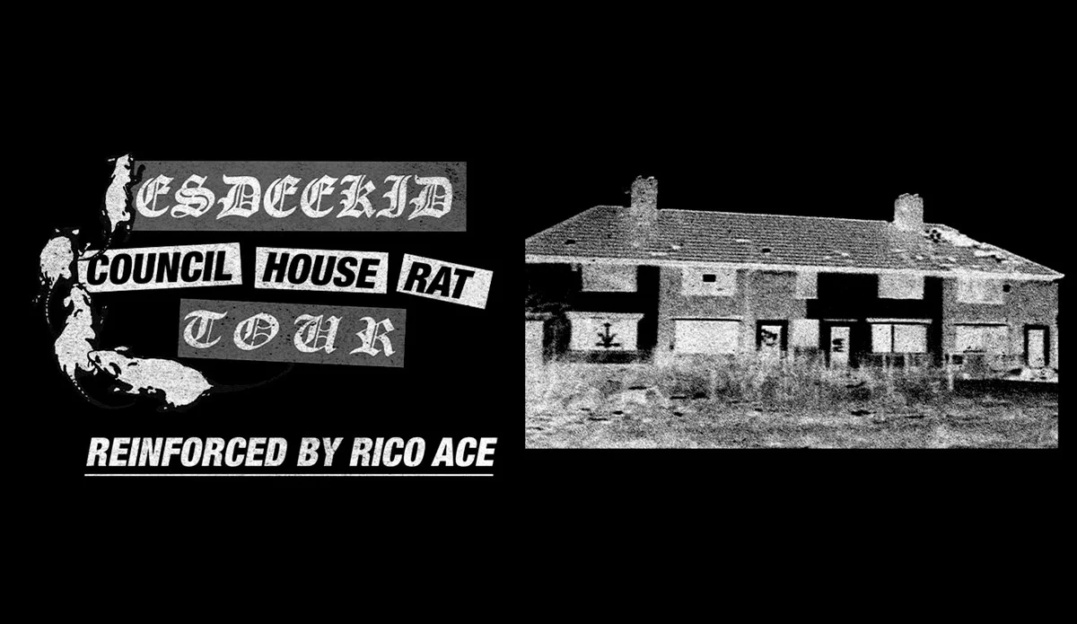 Promotional poster for EsDeeKid\u2019s Tour. TEXT: EsDeeKid Council House Rat Tour. Reinforced by Rico Ace
