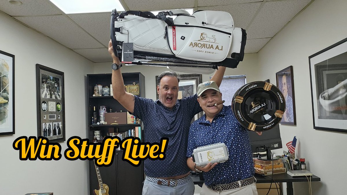 cigarsnobmag's tweet photo. This week's episode of Win, Stuff, LIVE! kept La Aurora Month rolling with the 120 Aniversario Lancero. 📷

We spent the afternoon talking about the La Aurora Lancero Collection, one of the brand's most unique offerings, while putting everyone to the test with questions inspired by golf, travel, and a few behind-the-scenes stories.

The prizes made the competition even tougher, with a La Aurora ashtray, tumbler, and cigar caddy up first, followed by a La Aurora Ghost Golf Anyday Stand Bag that had everyone chasing the correct answer.

Congrats to this week's winners, and thanks to everyone who joined us live and played along. If you missed the show, the replay is available now.

We'll see you again next Friday at 3 PM ET.