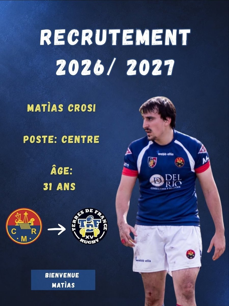 Indiosrugbycrm's tweet photo. 🇺🇾 ¡Felicitaciones a Matías Crosi! 🏉
El centro uruguayo de 31 años, proveniente del Club Remeros, fue presentado como nuevo jugador de @terres_de_france_rugby.
Una gran oportunidad para seguir creciendo y representar al rugby uruguayo en Francia. 💪🇫🇷
#Rugby #Uruguay #TDF https://t.co/fyqcpIjp2r