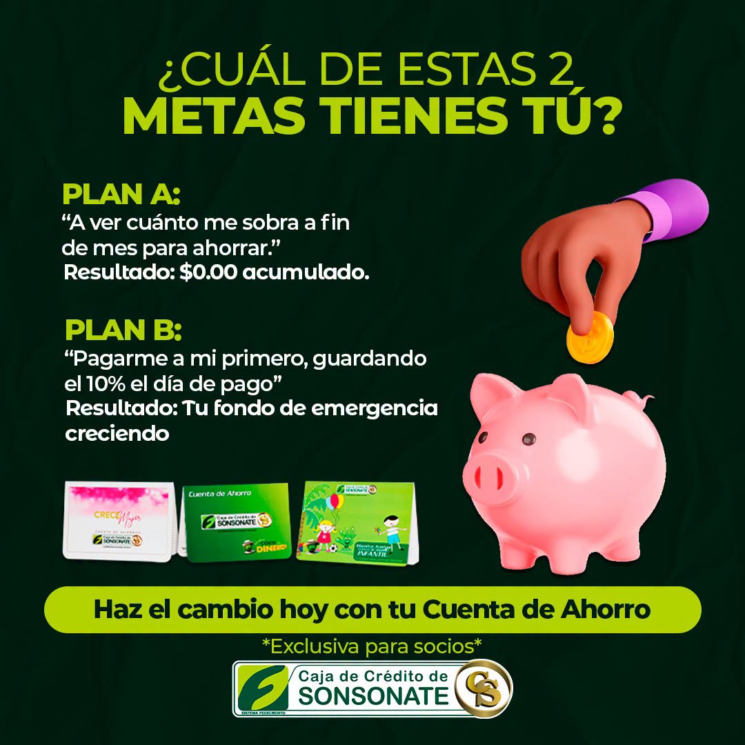 Caja_Sonsonate's tweet photo. ¿Ahorrar lo que sobra? Casi nunca sobra. 💸
La regla de oro es guardar tu porcentaje de ahorro apenas recibes tu pago. 
Menos dudas, más saldo para tus metas. 💰💵
#CajaSonsonate #LaDiferenciaEsNuestroServicio https://t.co/2mE4rFMrSH