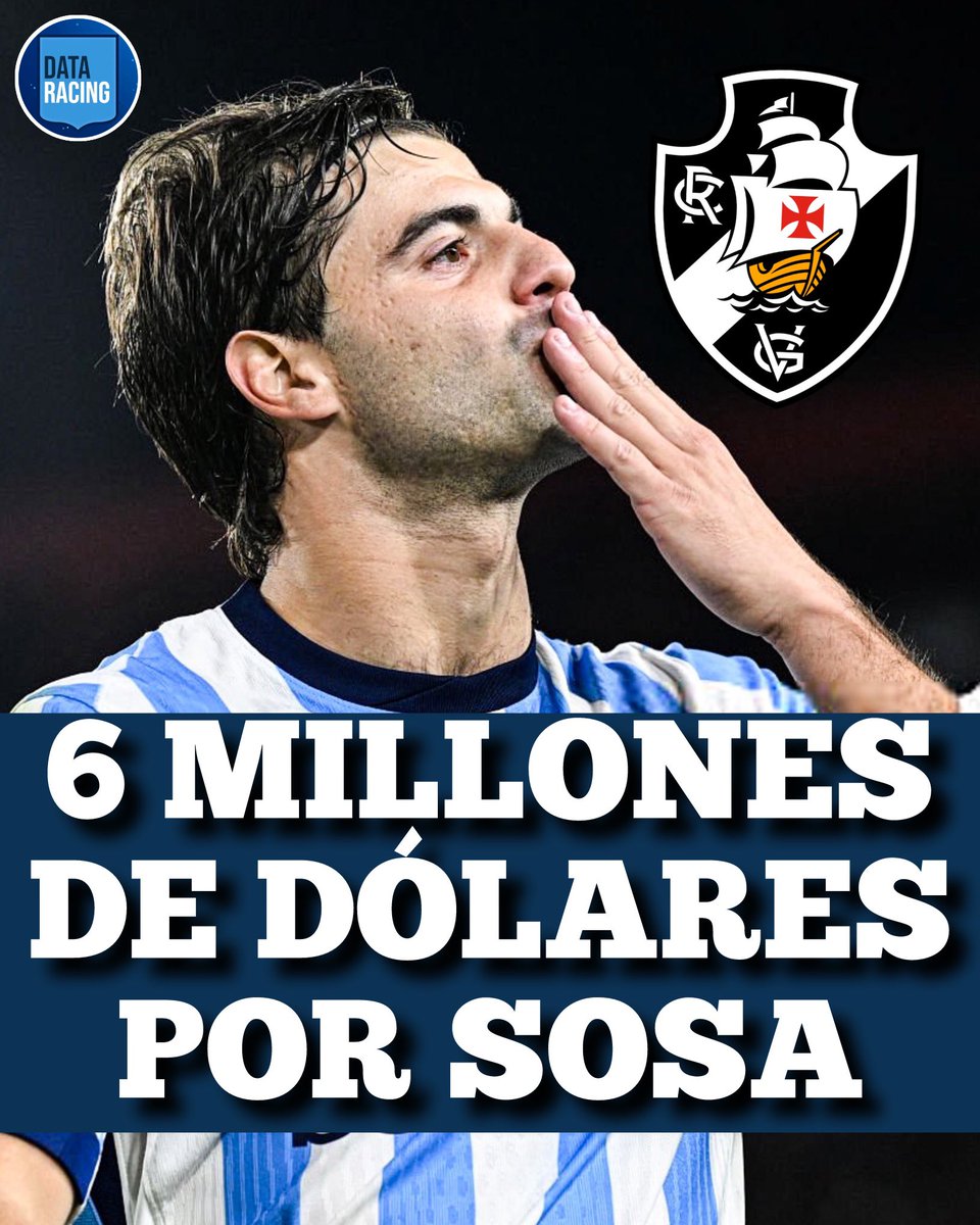 DataRacingOK's tweet photo. 💣💰 ÚLTIMO MOMENTO - RACING Y VASCO DA GAMA LLEGARON A UN ACUERDO EN EL MONTO DE LA VENTA DE SOSA.

👉🏻 6 MILLONES DE DÓLARES LIMPIOS, ya que una parte le corresponde a Atlanta United y había una plusvalía firmada. 

‼️ El pase NO esta cerrado aún, porque falta que se pongan de acuerdo en el método de pago. 

¿OPINIONES? 🤔

ℹ️ @DavilaTomi