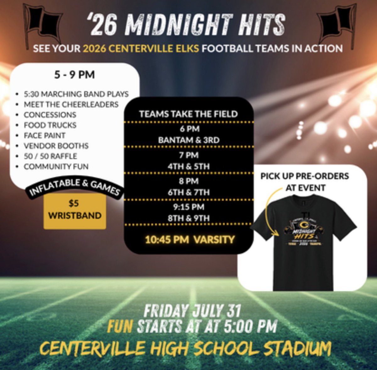 chselksad's tweet photo. Midnight Hits! It’s always a great event! Looking forward to seeing all of our Elks there tonight! #HerdUp! https://t.co/pDfCerXO7h