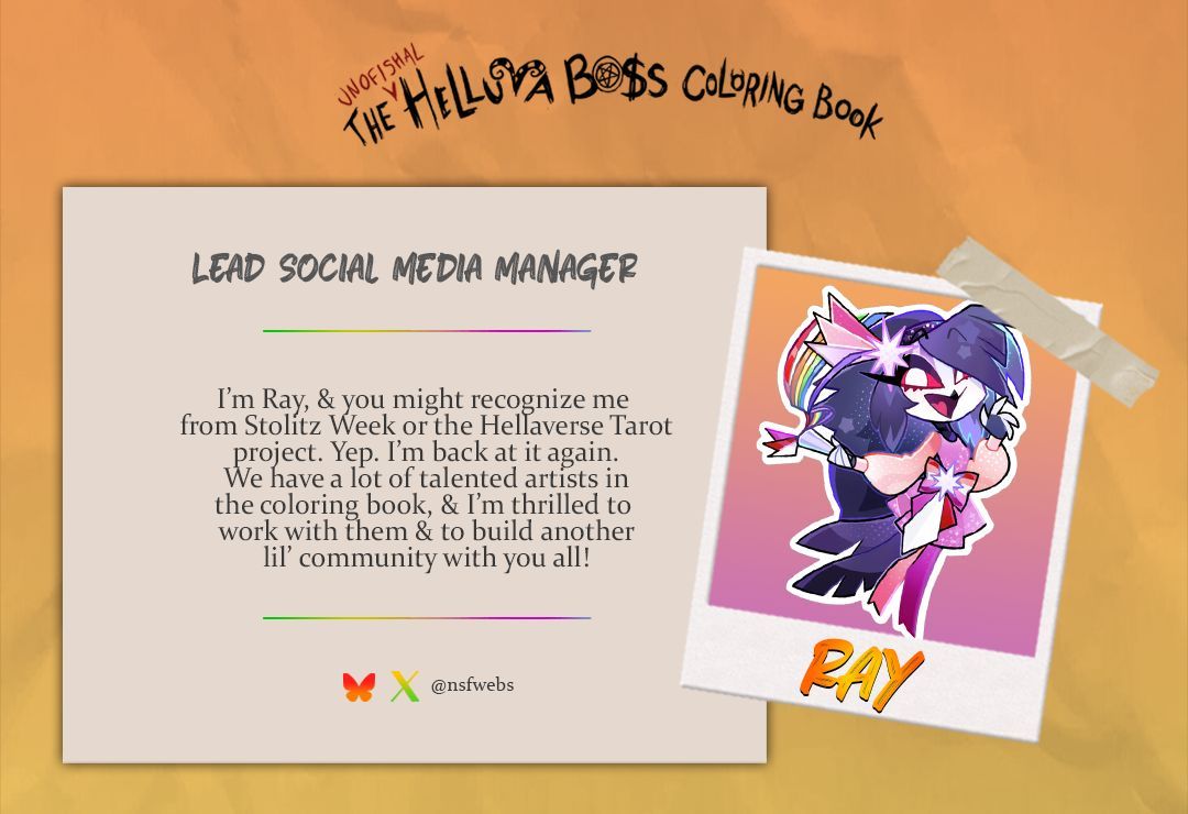 hbcoloringbook's tweet photo. ✐ᝰ.  Bet you thought you'd seen the last of me. It has, once again, been me the whole time. 

#HelluvaBoss https://t.co/gYQAkIoOji