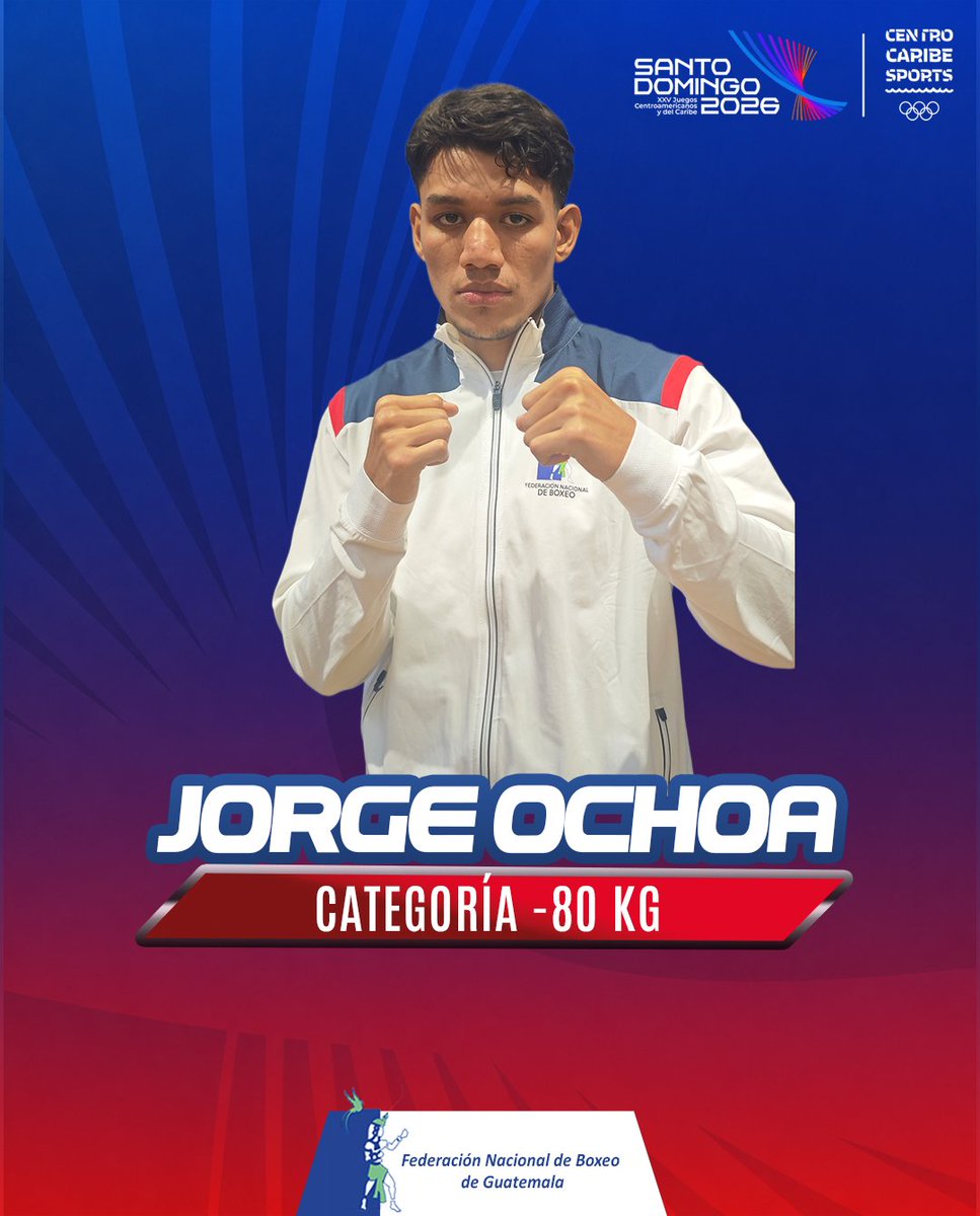 fedeboxgt's tweet photo. ¡Jorge se prepara para mostrar su talento sobre el ring!

Los Juegos Centroamericanos y del Caribe Santo Domingo 2026 serán un nuevo desafío para Jorge Ochoa, quien competirá en la categoría de 80 kg y buscará demostrar su nivel en cada combate sobre el ring.

En una competencia que reúne a los mejores boxeadores de la región, tendrá la oportunidad de medir su nivel en un nuevo evento del ciclo olímpico.

¡Mucho éxito, Jorge!