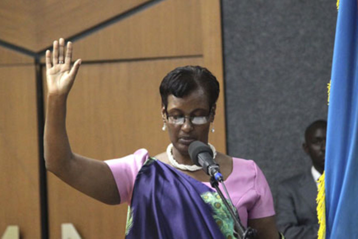 The_EastAfrican's tweet photo. Rwanda's former Speaker of Parliament, Donatille Mukabalisa, led the Lower House during the historic debate and vote to amend Article 101 of the country's constitution, removing presidential term limits and allowing President Kagame to seek a third term.       

https://t.co/hD2bi4same