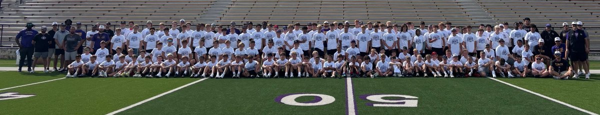 GranburyFB's tweet photo. The future doesn't happen by accident.  It's built one rep, one workout, one camp at a time.

Proud of this group at camp and the work they put in this week.  The future of Granbury Pirate Football is bright!!

Time to go earn it!

🟣🟡🏴‍☠️🏈🧱

#EverythingMatters
#BrickByBrick https://t.co/vl85CHyJ6Z
