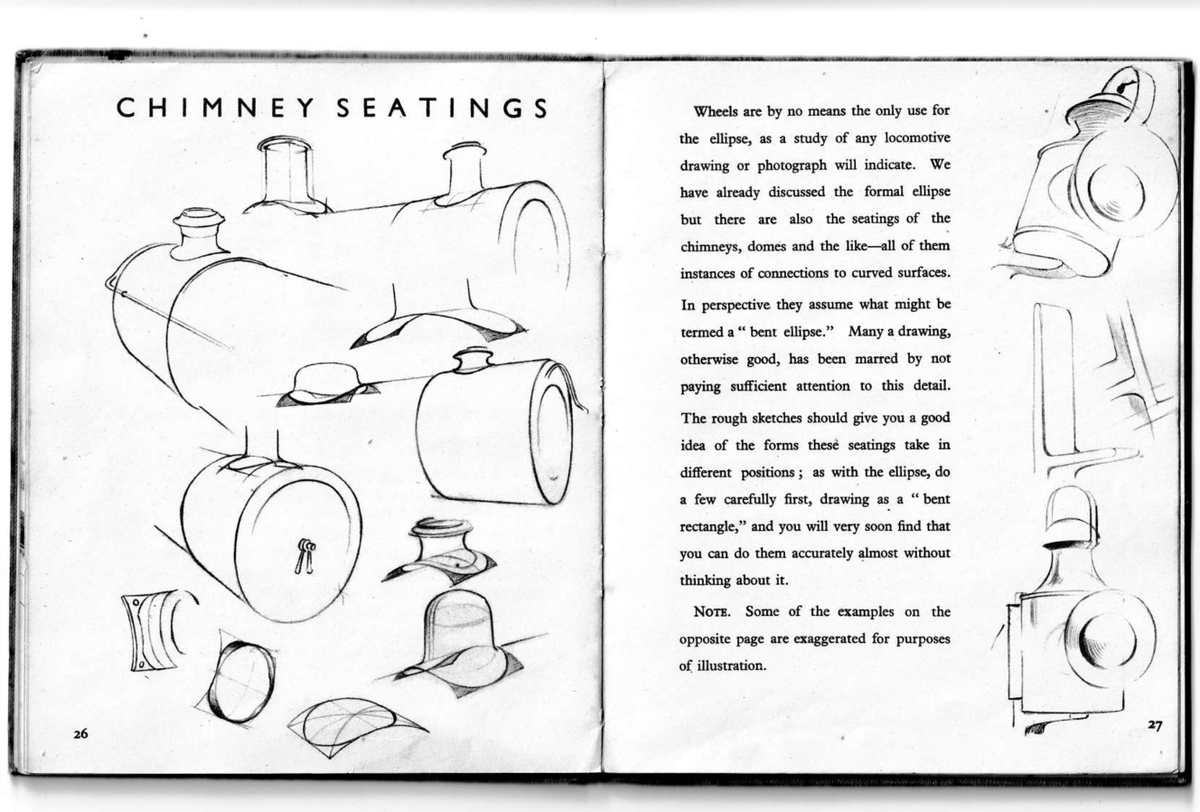 cinnabowlii's tweet photo. was bored so i decided to scan a book i own, i use this to aid in drawing 

link includes the full 63 page PDF copy of "How to Draw Locomotives" By Paul B Mann (1944)
I hope this book can be useful for anyone learning to draw steam locomotives

https://t.co/MJkFtbqAqQ https://t.co/D7oDORYxtf