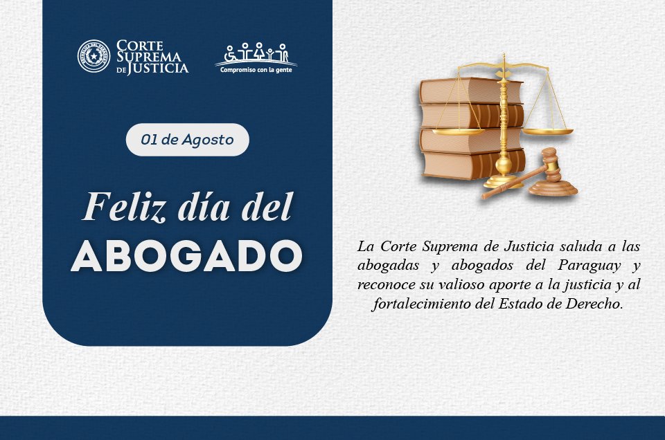 PoderJudicialPY's tweet photo. #DíaDelAbogado⚖️

Este 1 de agosto se celebra el día del abogado y abogada en conmemoración a San Alfonso María de Ligorio, patrono de los profesionales del Derecho. https://t.co/lvvCn49aU9