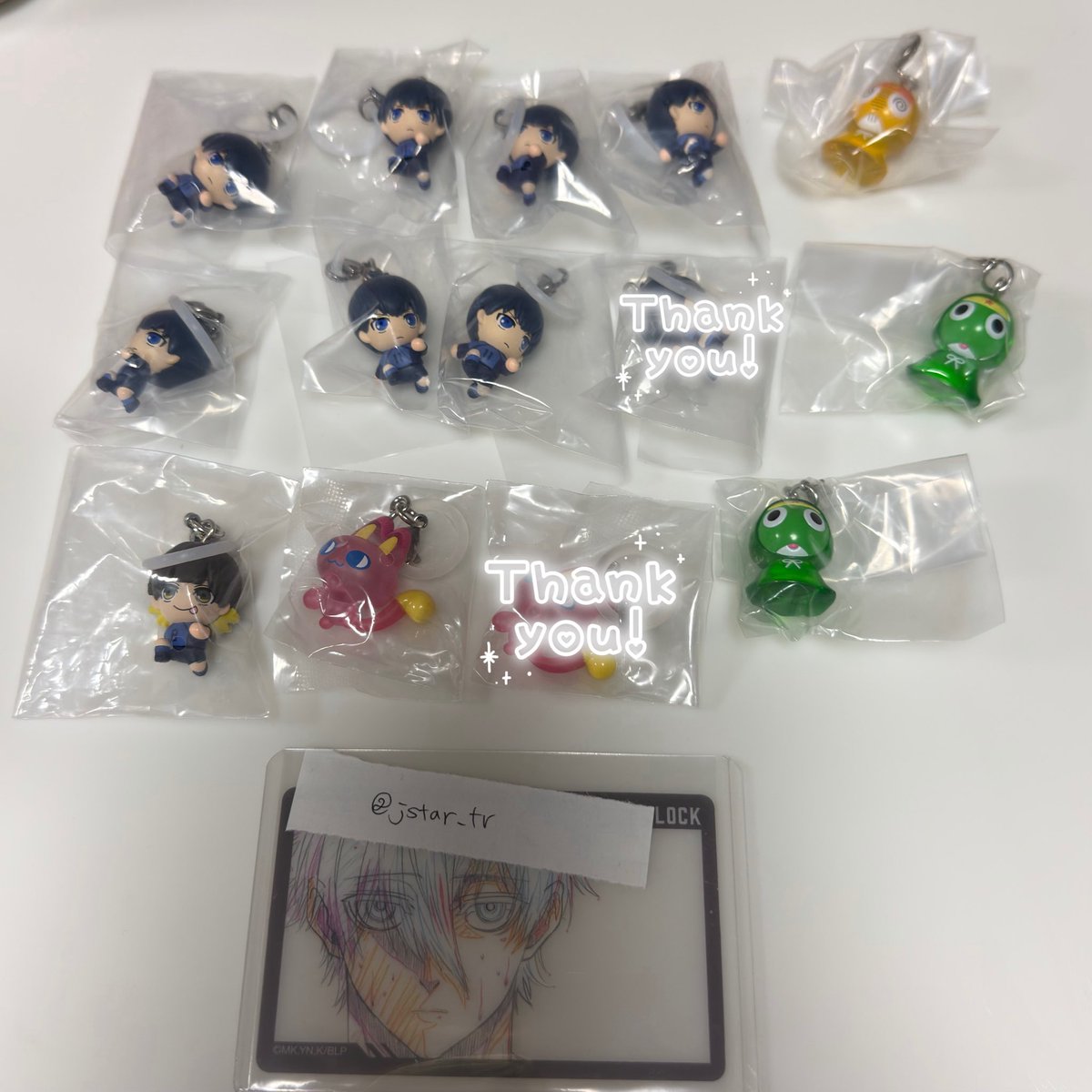 jstar_tr's tweet photo. ブルーロック u-20 H×H 黒子のバスケ めじるしアクセサリー 
めじるしチャーム ガチャガチャ カプセルトイ 交換 買取 

譲) 潔7、蜂楽1、ケロロ2、クルル1、みゃおっち2

求) 画像2or 定価+送料

都内手渡し>郵送📮
纏めてのお取引優先、n:n検討有
お気軽にお声掛けください https://t.co/nF9fjMFxMG