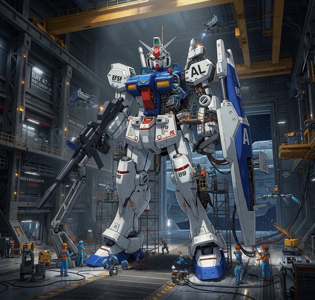 Z32Zx's tweet photo. 毎月１日は
＃ガンダム１号機　の日
ＰＧのＲＸ７８ＧＰ０１をステイメン風に仕上げたものです🤭
＃Gemini で模型画像を編集 https://t.co/7iUW5cBqJi