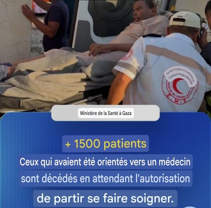 SkSalha51183's tweet photo. @CaronAymericoff Ministère de la Santé à Gaza : décès de plus de 1500 patients qui avaient obtenu des transferts médicaux pendant qu'ils attendaient l'autorisation de voyager pour recevoir un traitement. https://t.co/uejo7h2SKK